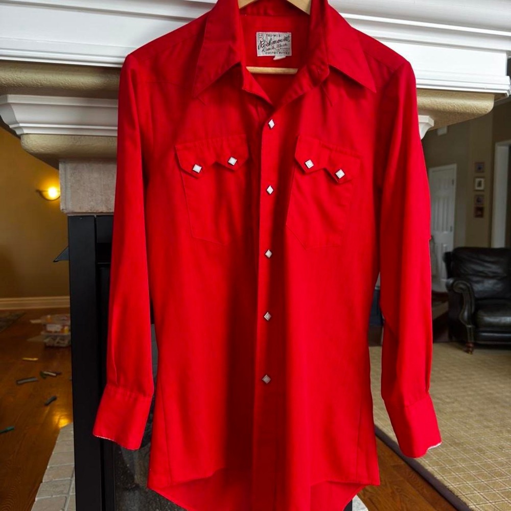 Vintage Tru-West Rockmount Red Pearl Snap Western Shirt 60s-70s